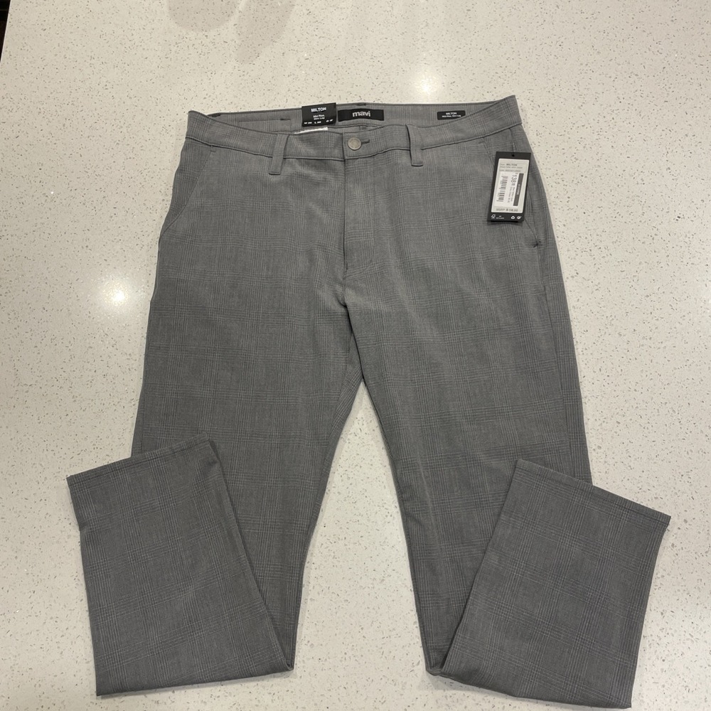 Mavi Milton Slim Straight Chino Mid-Rise Dark Gray Check Size 36x30 NWT